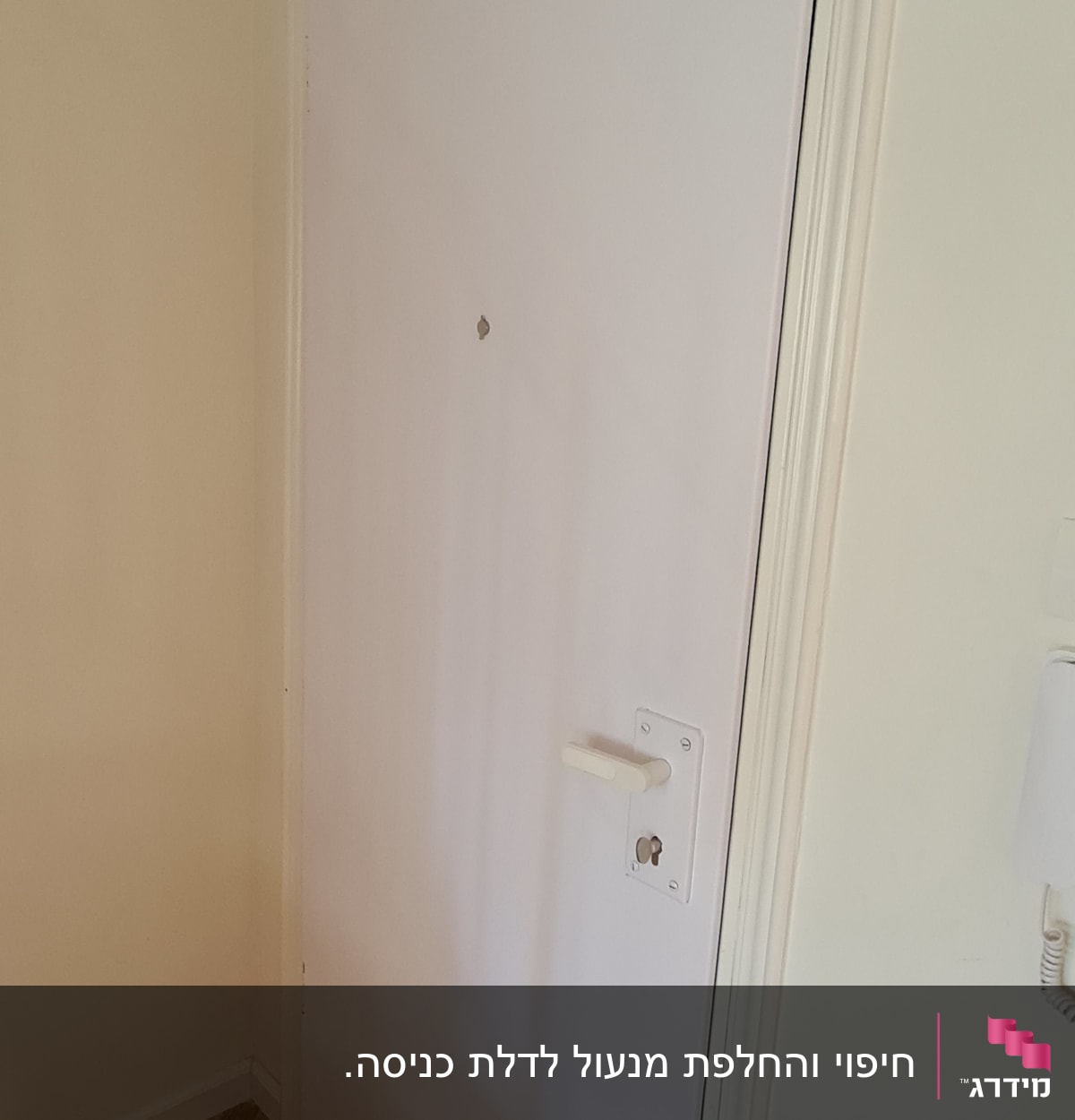 דלת לבנה עם ידית ומנעול